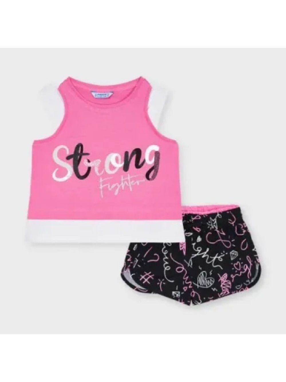 Size 8 Girls Mayoral Pink and Black Graphic Kids Set